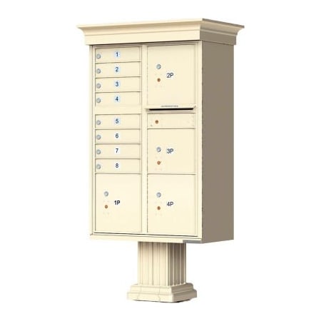 Florence Mfg Co Vital Cluster Box Unit w/Vogue Classic Accessories, 8 Mailboxes & 4 Parcel Lockers, Sandstone 1570-8T6VSDAF